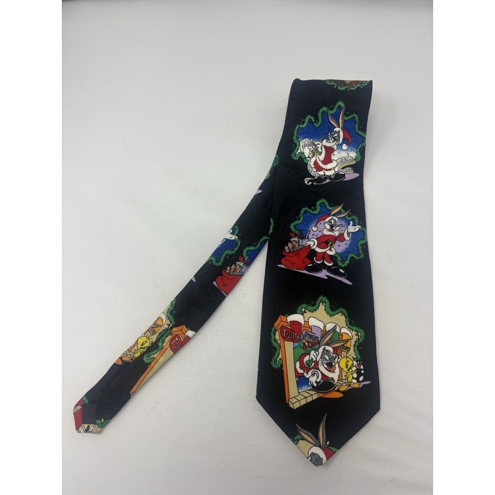Tie Bugs Bunny Christmas Looney Tunes Mania Necktie Black 1995 Cartoon Vintage